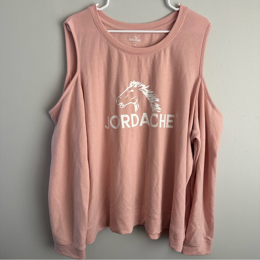 3X Jordache Cold Shoulder Sweatshirt blush pink women’s 3xl top shirt